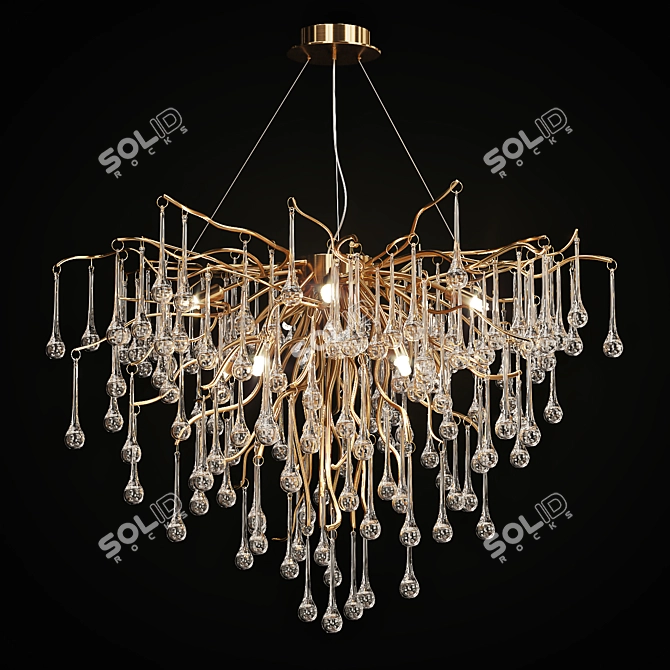 Elegant Drop Shaped Pendant Chandelier 3D model image 2