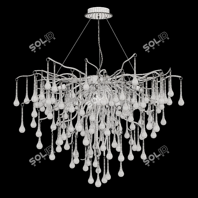 Elegant Drop Shaped Pendant Chandelier 3D model image 4