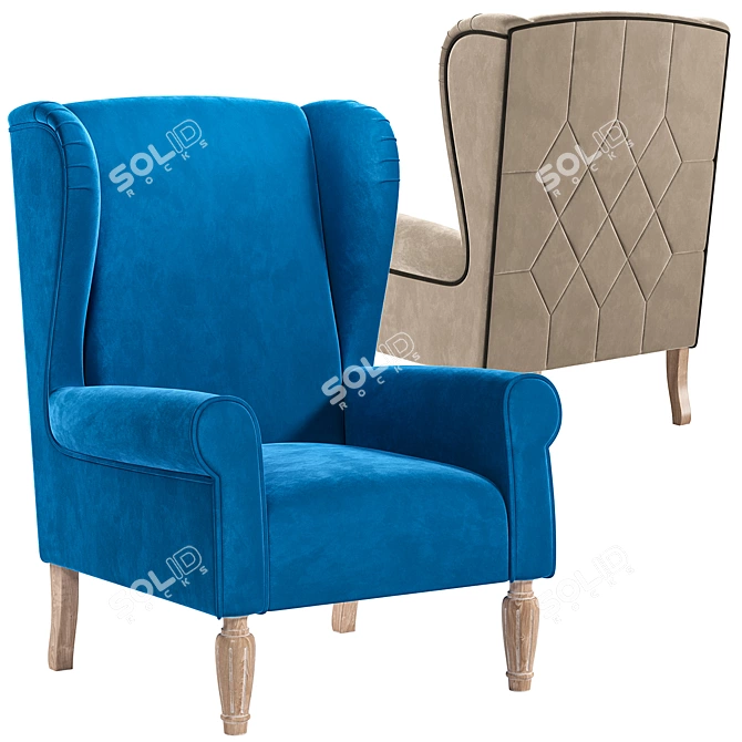 Modern Velvet Armchair | PBR Materials | FBX & OBJ Formats 3D model image 1