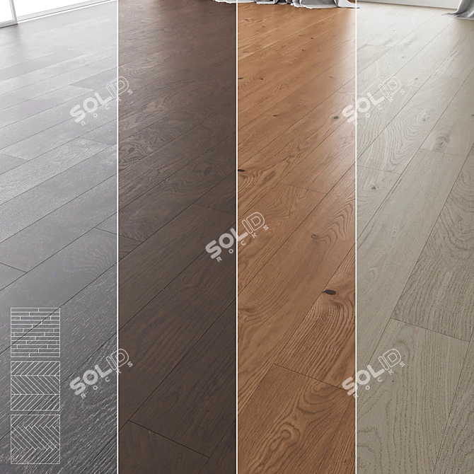 Premium Wood Flooring Set: 4 Styles & 3 Patterns 3D model image 1