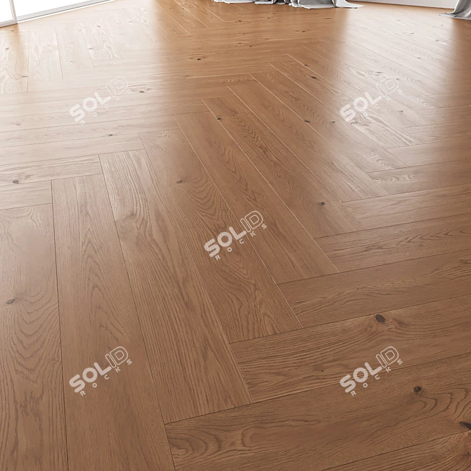 Premium Wood Flooring Set: 4 Styles & 3 Patterns 3D model image 4