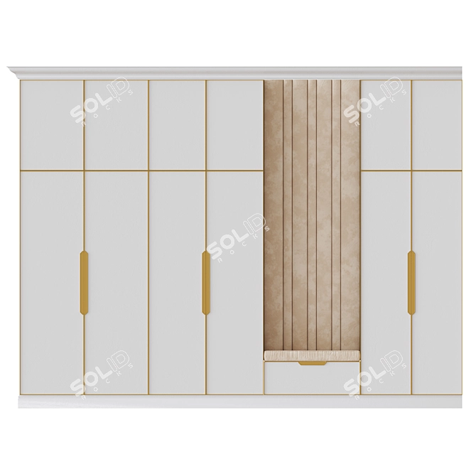 Modern Elegance: Combination Wardrobe with Europlast Accents 3D model image 1