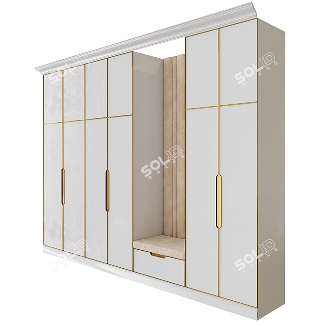 Modern Elegance: Combination Wardrobe with Europlast Accents 3D model image 2