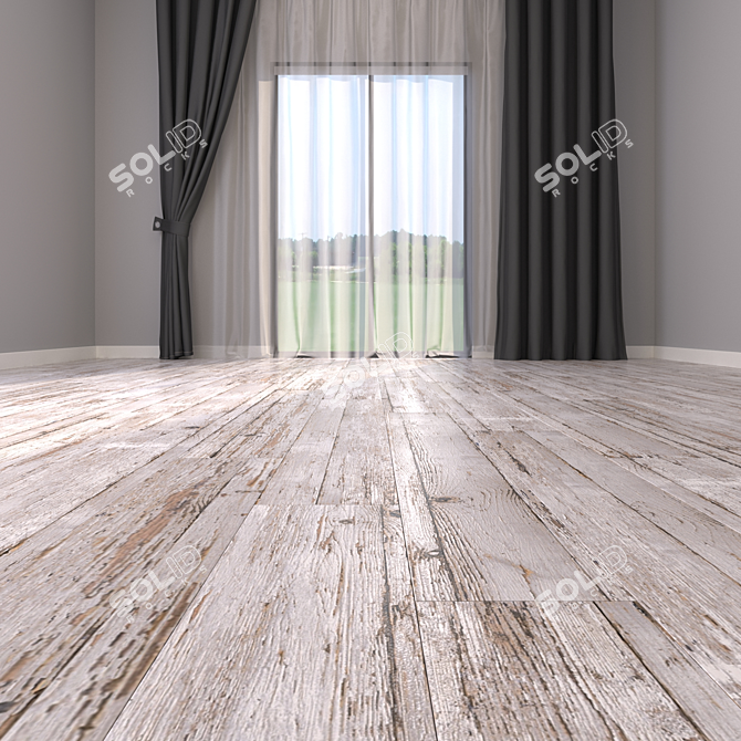 Rustic Wood Grey Flooring 3D model image 2