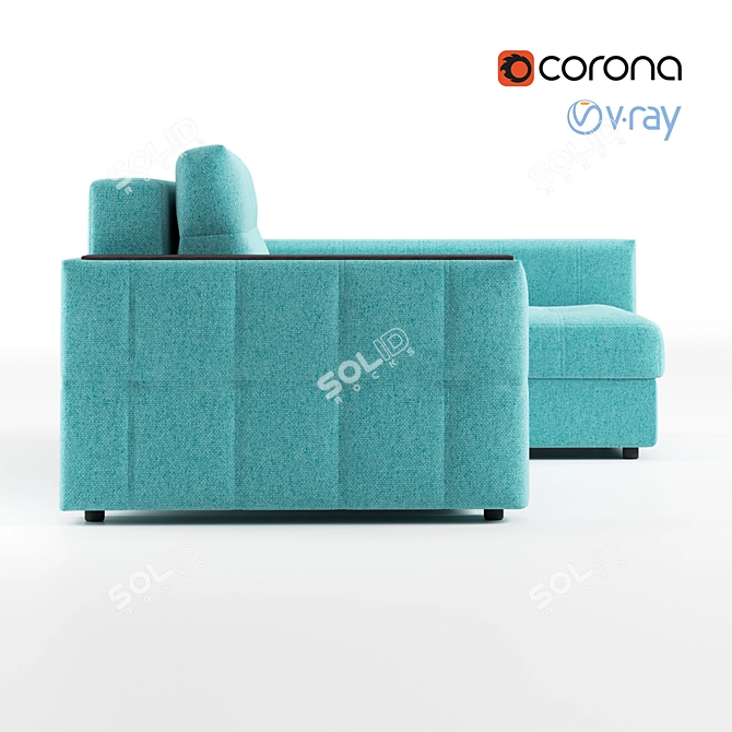 Elegant Drim Emerald Canapé: Perfect Corner Sofa 3D model image 2