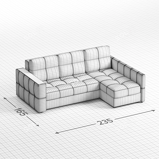 Elegant Drim Emerald Canapé: Perfect Corner Sofa 3D model image 4