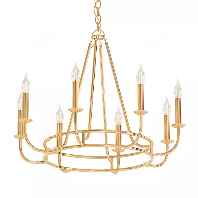 Sleek Brass Chandelier 3D model image 1