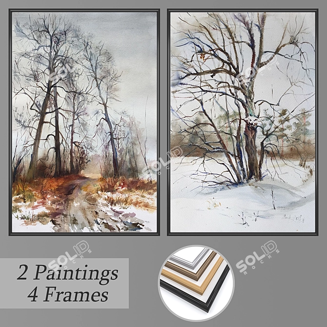 2-Piece Wall Art Set with 4 Frame Options 3D model image 1