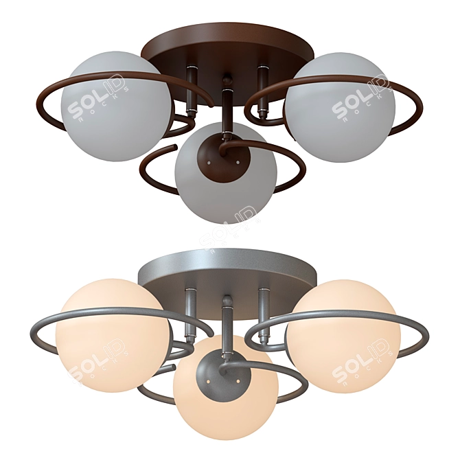 Modern Black Metal Ceiling Chandelier 3D model image 1