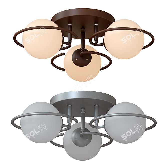 Modern Black Metal Ceiling Chandelier 3D model image 2