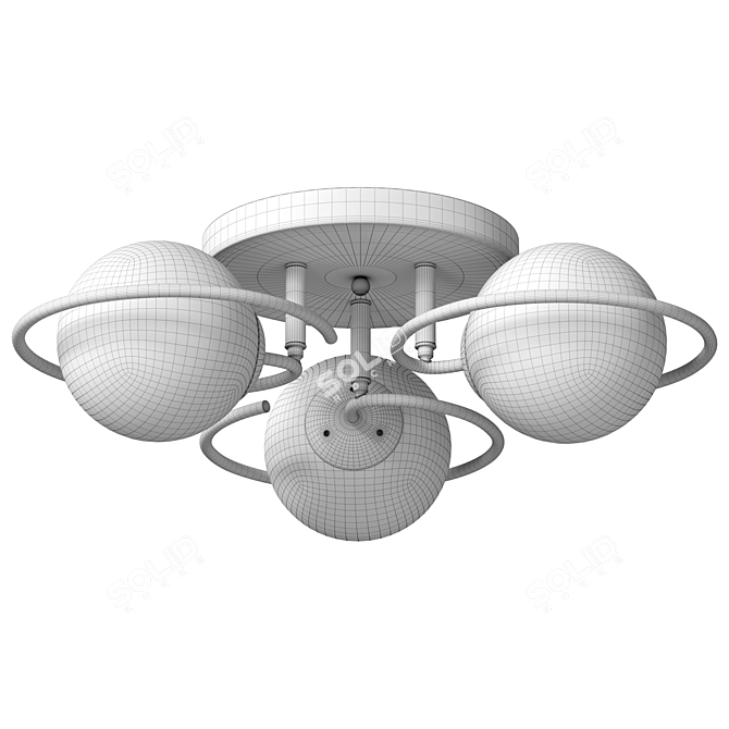 Modern Black Metal Ceiling Chandelier 3D model image 3