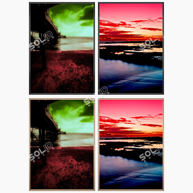 Modern Wall Art Set with Multiple Frames 3D model image 2