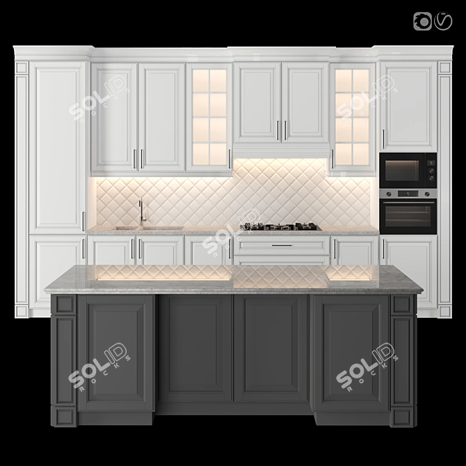Classic Kitchen: Versatile and High-Quality 3D model image 1