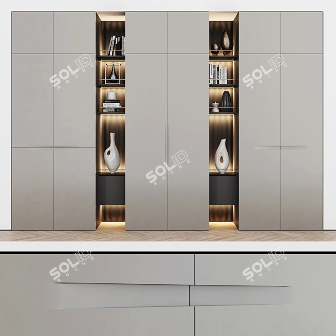 Modern Fusion Wardrobe 3D model image 1