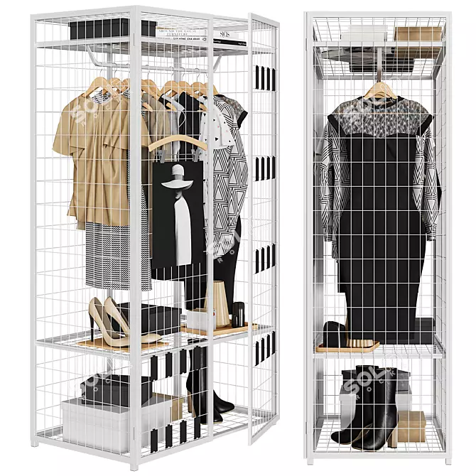 Customizable Metal Frame Wardrobe 3D model image 2