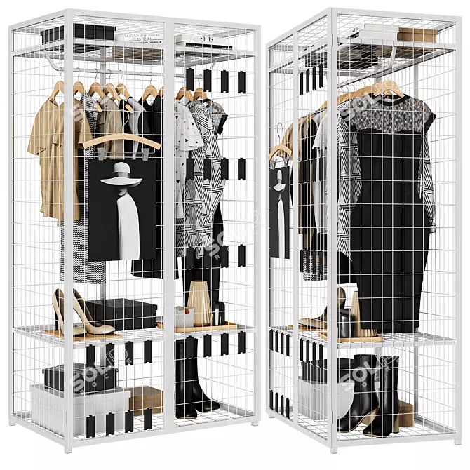 Customizable Metal Frame Wardrobe 3D model image 3