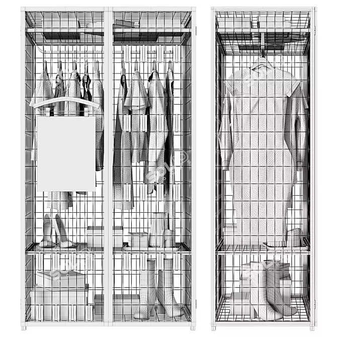 Customizable Metal Frame Wardrobe 3D model image 4