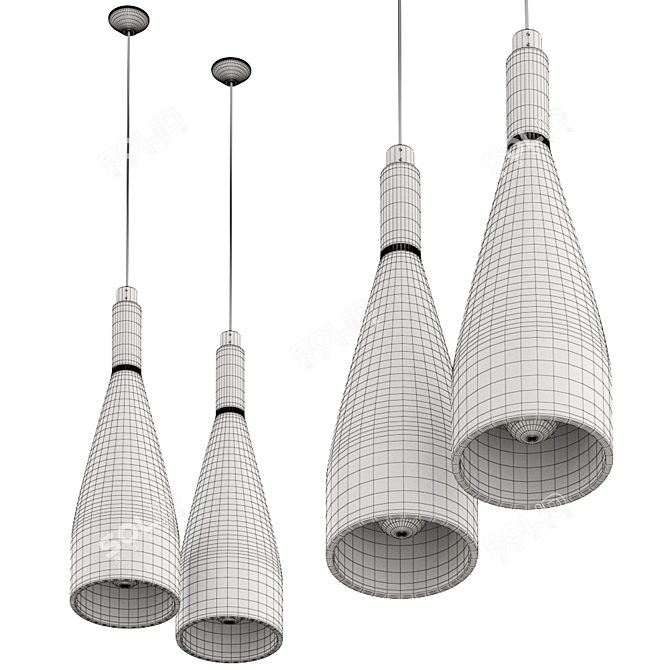 Sleek Timber Pendant Light 3D model image 2