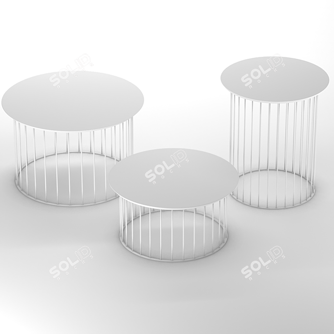 Marble and Metal Table Set 3D model image 2