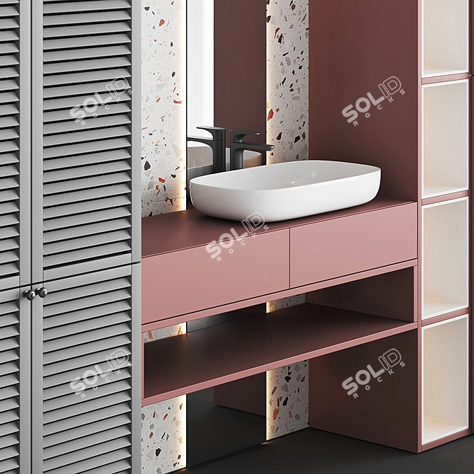 Sleek Bathroom Furniture Set 3D model image 7