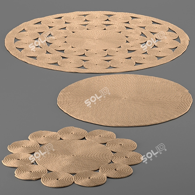 Handmade Jute Carpet Set 3D model image 1