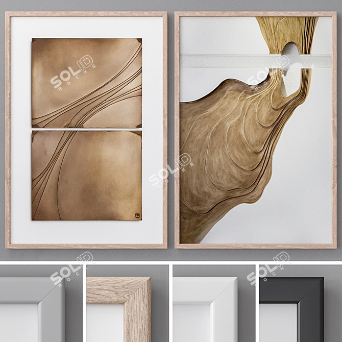 Abstract Modern Art Frames Set 3D model image 1