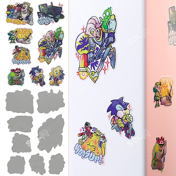 Low Poly Sticker Pack 1 3D model image 1