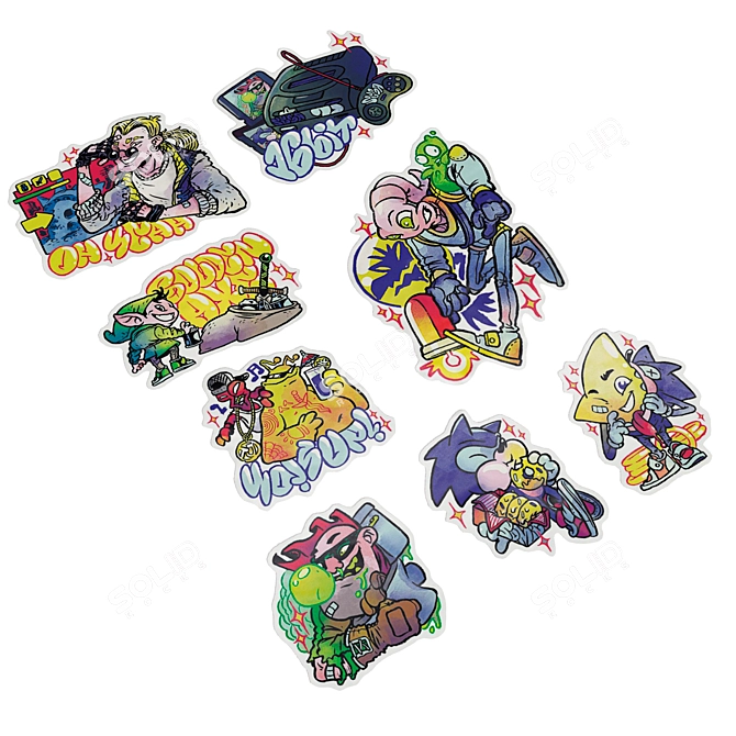 Low Poly Sticker Pack 1 3D model image 2