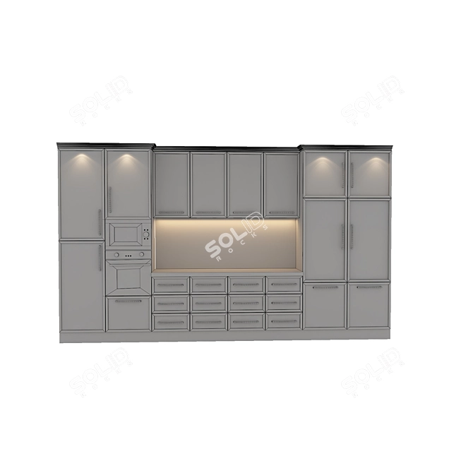 Modern Stainless Steel Kitchen Set 3D model image 4