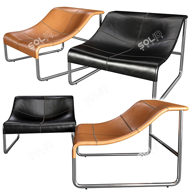 Sleek Leather Wimbledon Armchair 3D model image 1