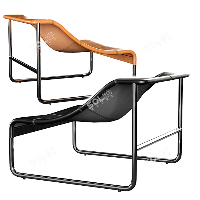 Sleek Leather Wimbledon Armchair 3D model image 2