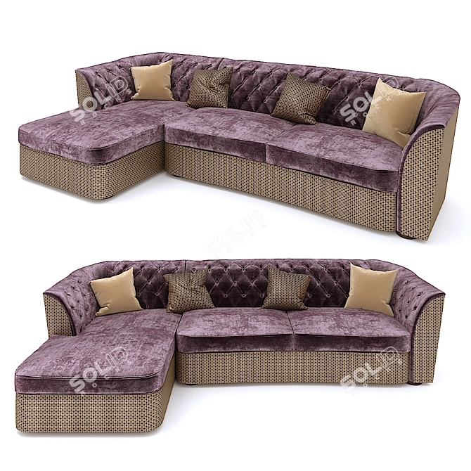 Classic Italian Corner Sofa DRUM ESSEPI 3D model image 1