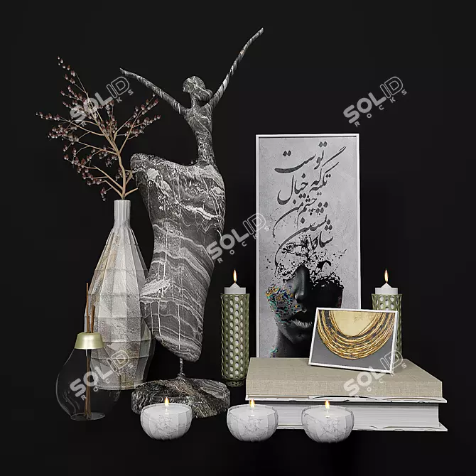 Elegant 3D Decor Set 3D model image 1