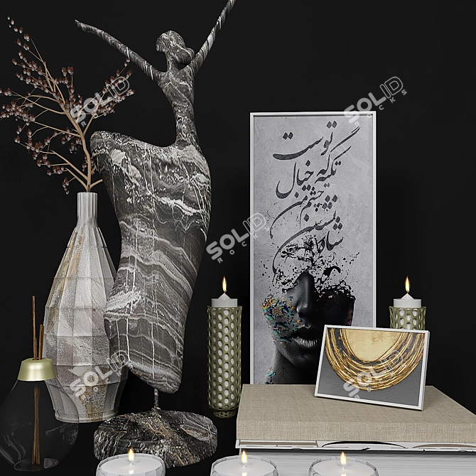 Elegant 3D Decor Set 3D model image 2