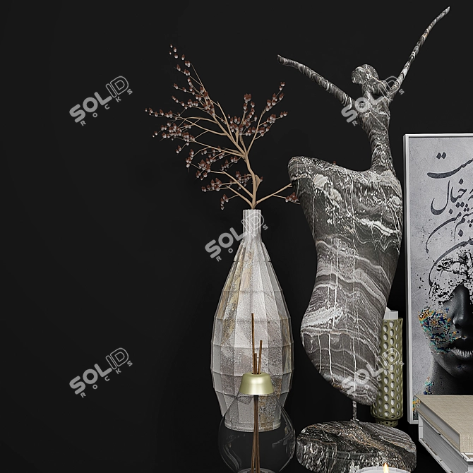 Elegant 3D Decor Set 3D model image 3