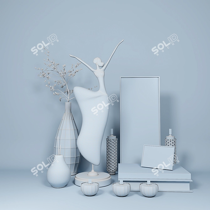 Elegant 3D Decor Set 3D model image 5