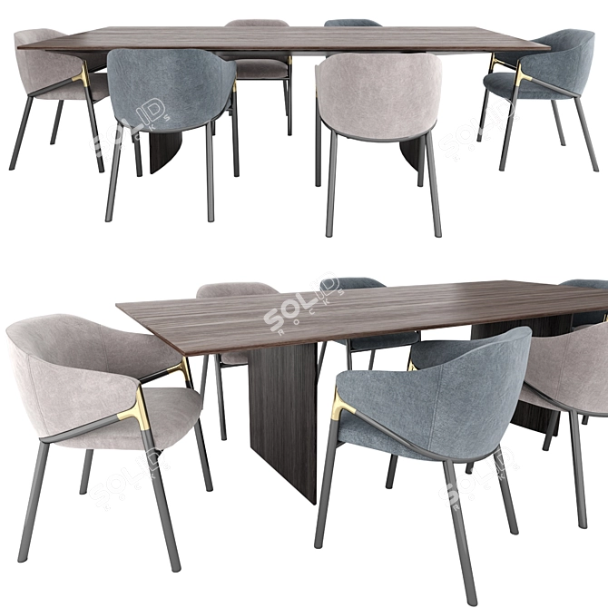 Elegant Hammer Chair and Minotti Linha Table 3D model image 1