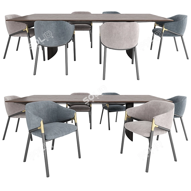 Elegant Hammer Chair and Minotti Linha Table 3D model image 2