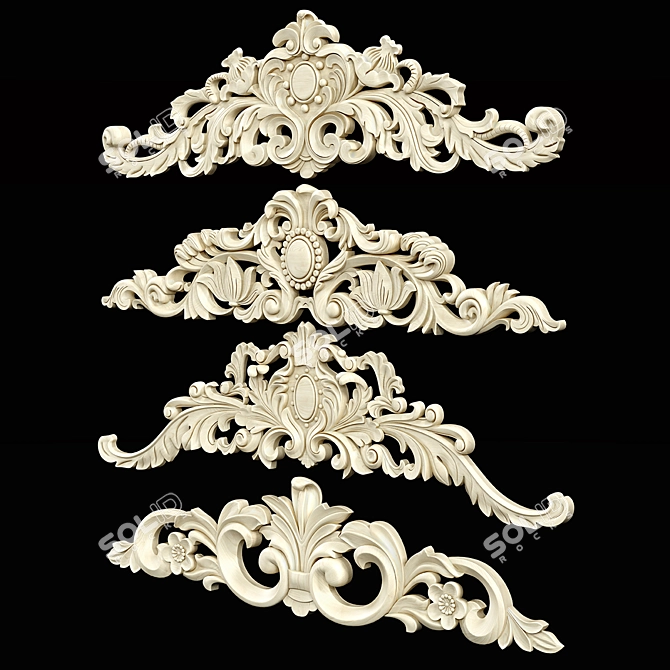 Wooden Ornament Sculpture 3D model image 3