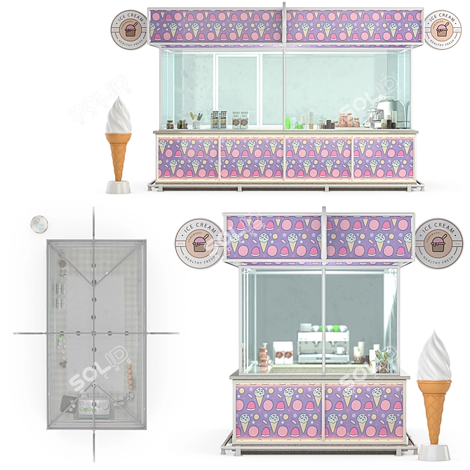 Delicious Frosty Treats: Ice Cream Kiosk 3D model image 2