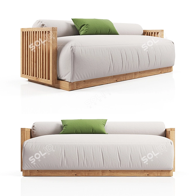 Modern Outdoor Wooden Sofa - CODE_SOFA_0250 3D model image 1