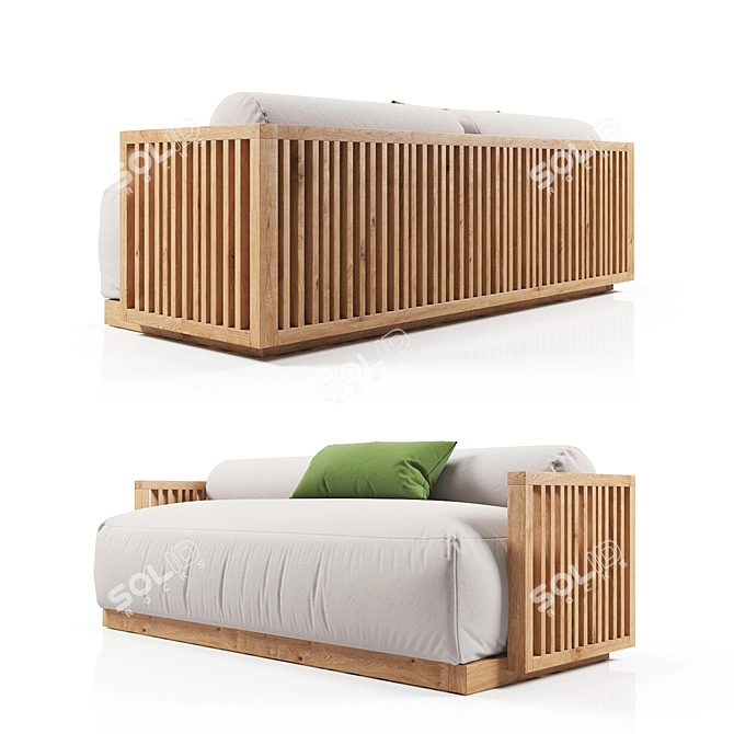 Modern Outdoor Wooden Sofa - CODE_SOFA_0250 3D model image 2