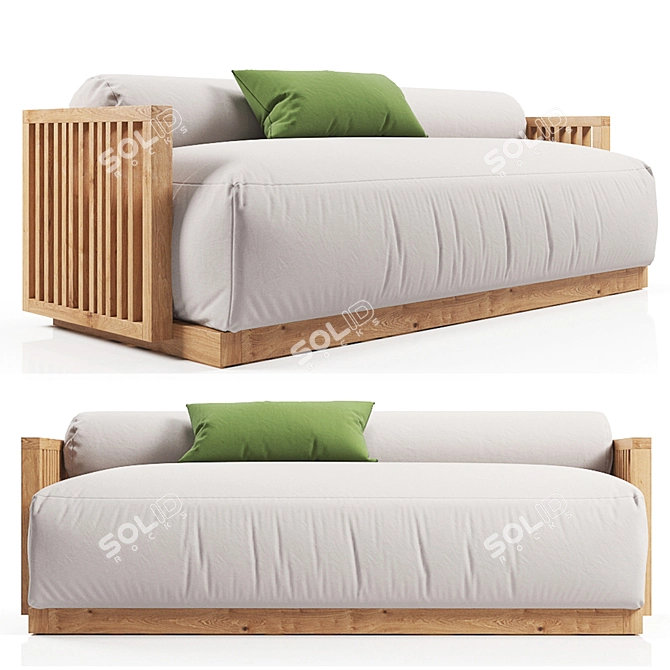 Modern Outdoor Wooden Sofa - CODE_SOFA_0250 3D model image 7