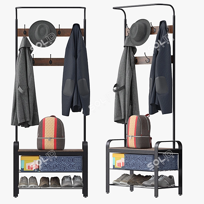 Vintage Coat Rack: Stylish and Functional 3D model image 2