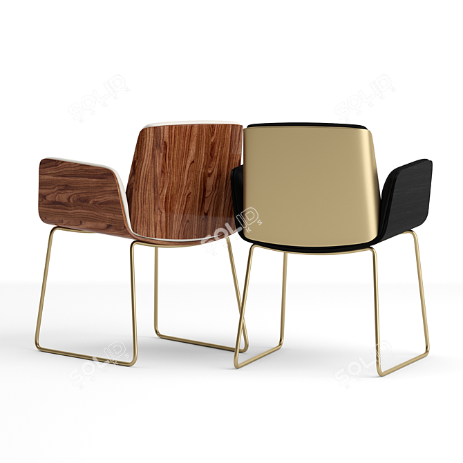 Sleek Metal-Legged Chair 3D model image 2