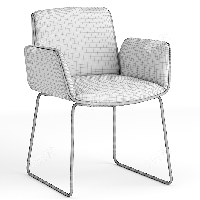 Sleek Metal-Legged Chair 3D model image 5