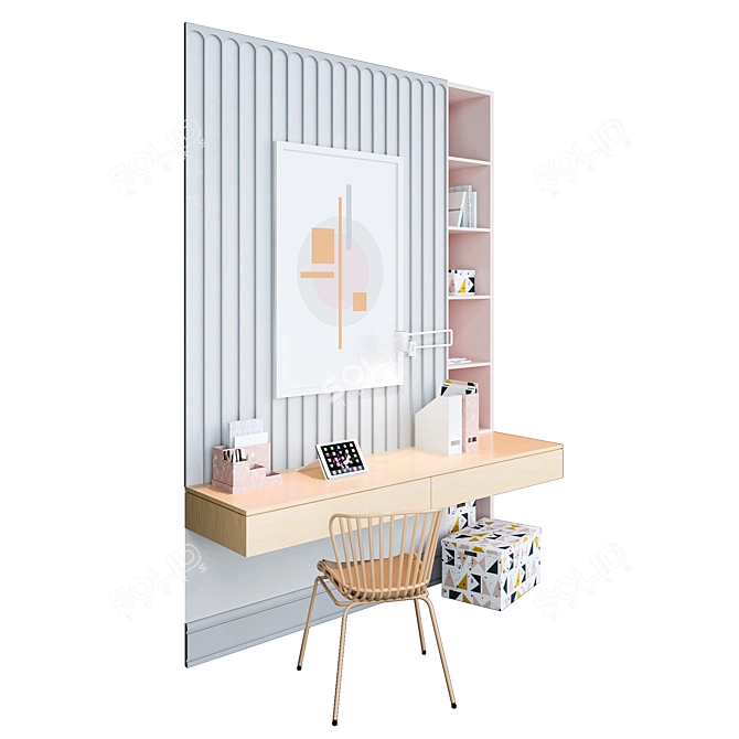 Nursery Workspace: Surpik Chair, Desk, Lamp 3D model image 3