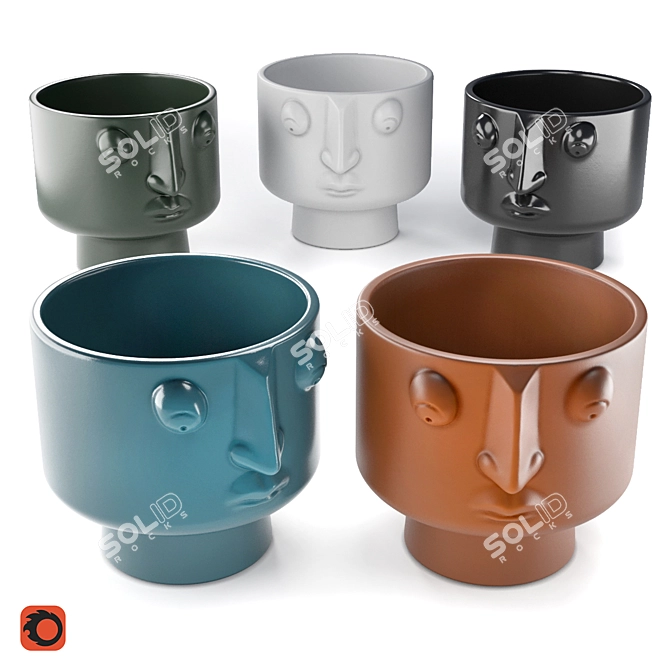 Lesego Ceramic Planter: Stylish and Versatile 3D model image 1