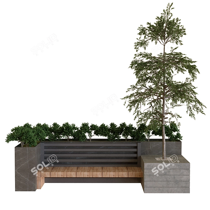 Botanical Bench Set - 3 Plant Trees 3D model image 2