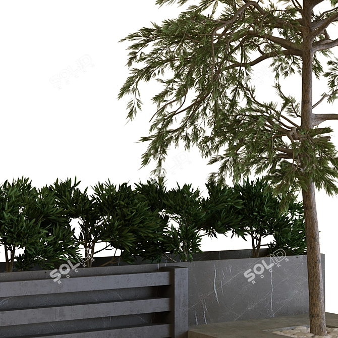 Botanical Bench Set - 3 Plant Trees 3D model image 4